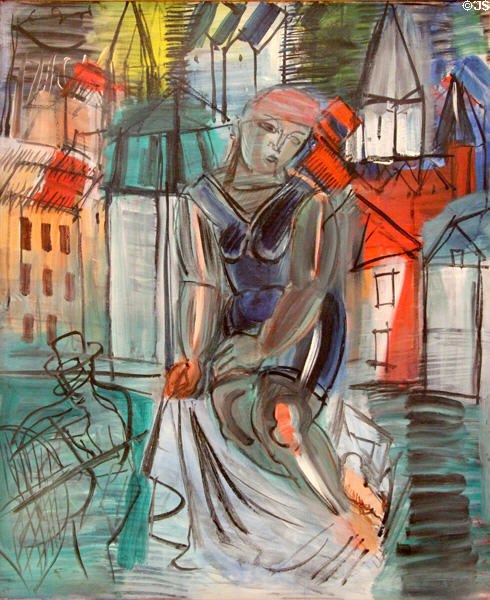 Bather at Le Havre painting (1935) by Raoul Dufy at Nice Fine Arts Museum. Nice, France.