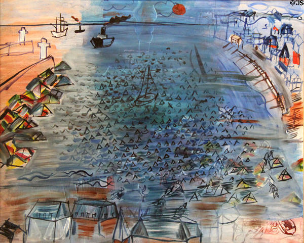 The Beach at Sainte Adresse (le Havre) painting (1950) by Raoul Dufy at Nice Fine Arts Museum. Nice, France.