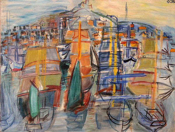 Port of Marseilles painting (1950-52) by Raoul Dufy at Nice Fine Arts Museum. Nice, France.