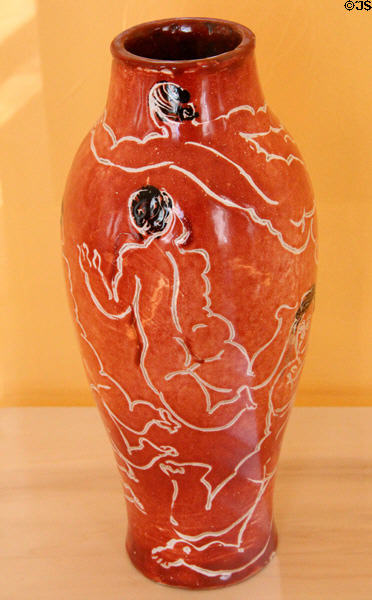 Ceramic vase with bathers on red background (1935) by Raoul Dufy at Nice Fine Arts Museum. Nice, France.
