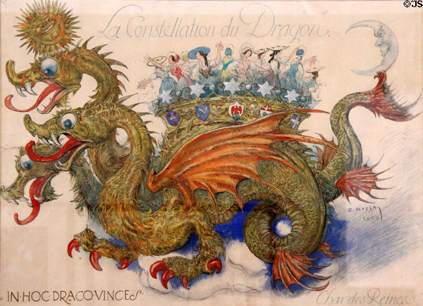 Constellation of Dragons watercolor (1959) by Gustav-Adolf Mossa at Nice Fine Arts Museum. Nice, France.