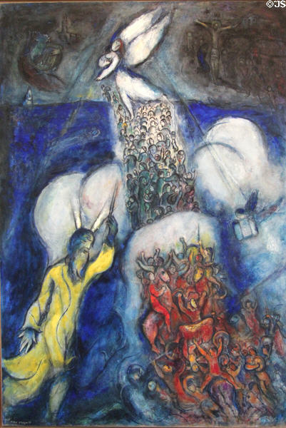 Crossing the Red Sea (La Traversée de la mer Rouge) painting (1955) by Marc Chagall at Chagall Museum. Nice, France.