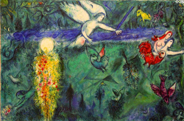 Adam & Eve expelled from Paradise painting (1961) by Marc Chagall at Chagall Museum. Nice, France.