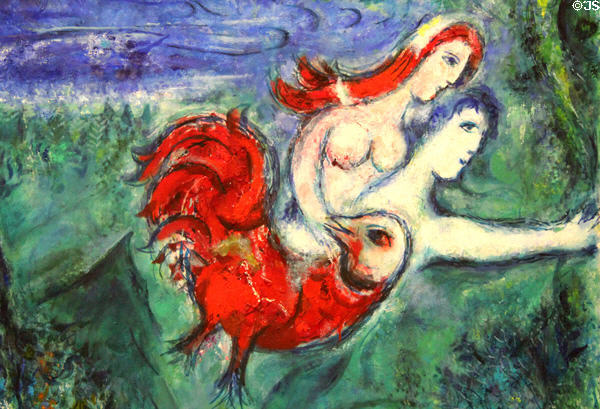 Detail of Adam & Eve expelled from Paradise painting (1961) by Marc Chagall at Chagall Museum. Nice, France.