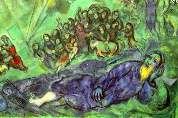 Detail of Noah in Noah & the Rainbow painting (1961-66) by Marc Chagall at Chagall Museum. Nice, France.