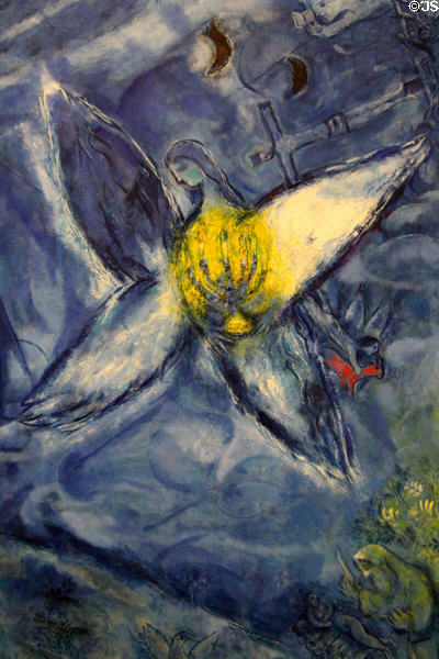 Detail of dove in Jacob's Dream painting (1960-66) by Marc Chagall at Chagall Museum. Nice, France.