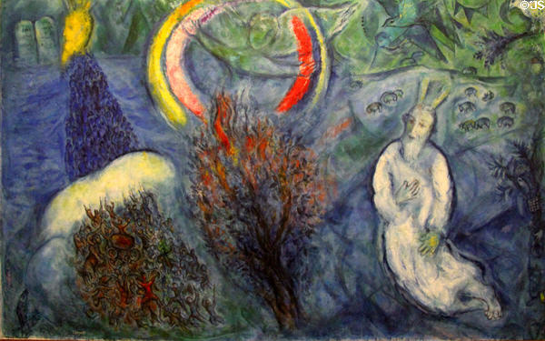 Moses & Burning Bush painting (1960-66) by Marc Chagall at Chagall Museum. Nice, France.