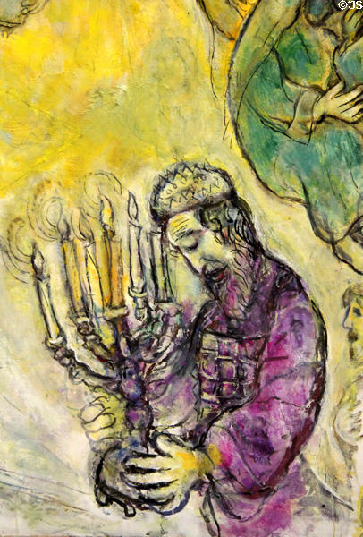 Detail of Aaron the High Priest in Moses Receiving the Tablets of the Law painting (1960-66) by Marc Chagall at Chagall Museum. Nice, France.