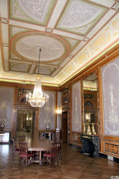 Plasterwork on walls embellished with Nereid's (early 20thC) in dining room at Masséna Museum. Nice, France.