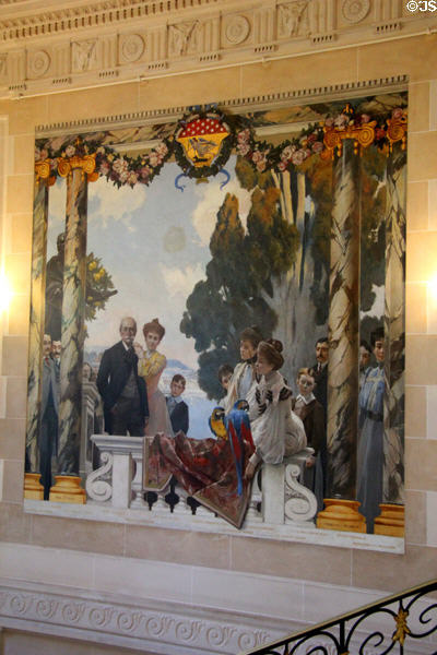 Family portrait in stairwell at Masséna Museum. Nice, France.