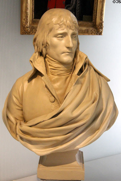 Bust of Napoleon Bonaparte (c1800) in painted plaster by Charles-Louis Corbet at Masséna Museum. Nice, France.