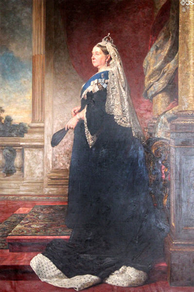 Portrait of Queen Victoria (1885) replica of painting at Windsor Castle by Heinrich von Angeli at Masséna Museum. Nice, France.