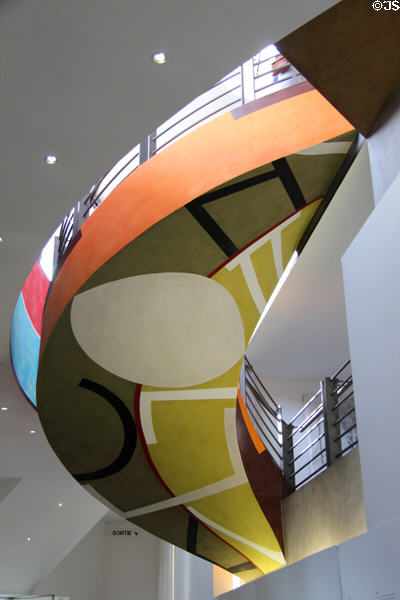 Art incorporated into spiral staircase at Musée d'Art moderne et d'Art Contemporain. Nice, France.