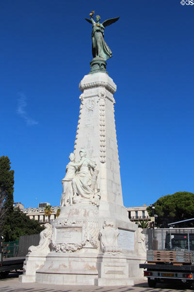 Statue (1893) commemorating city of Nice becoming part of France in Jardin Albert 1er at south end of Promenade du Paillon. Nice, France.