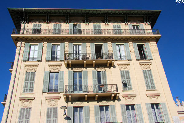 Typical apartment building along Promenade du Paillon. Nice, France.