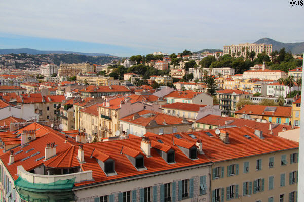 View of Nice to the foothills above the town taken from Museum of Modern & Contemporary Art (MAMAC). Nice, France.