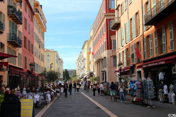 Rue St François de Paule in Old Nice. Nice, France.