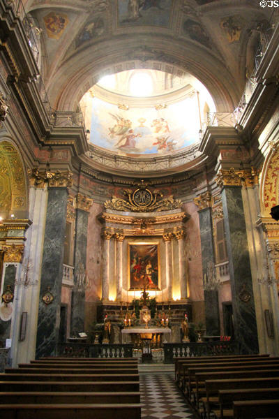Baroque interior of Eglise Notre Dame de l'Annonciation Chapelle Sainte Rita (1685) in Old Nice. Nice, France. Style: Baroque.
