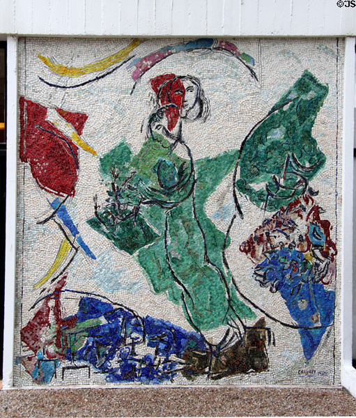 The Lovers (Les Amoureux) mosaic (1964-65) by Marc Chagall at Fondation Maeght. St Paul de Vence, France.