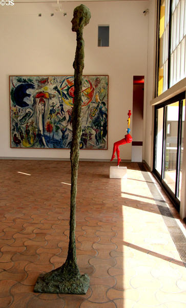 Tall Woman Standing I (Grande Femme debout I) bronze sculpture (1960) by Alberto Giacometti at Fondation Maeght. St Paul de Vence, France.