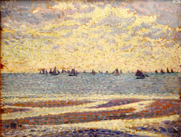 Boats at Sea (Voiliers sur la mer) painting (1900) by Theodore Van Rysselberghe at Museum of the Annonciade. St Tropez, France.