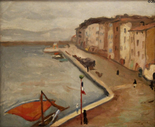 St Tropez houses on Port (Saint Tropez, Les maisons du Port) painting (1905) by Albert Marquet at Museum of the Annonciade. St Tropez, France.