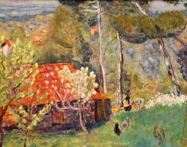 Farmhouse with red roof (La ferme au toit rouge) painting (c1923) by Pierre Bonnard at Museum of the Annonciade. St Tropez, France.