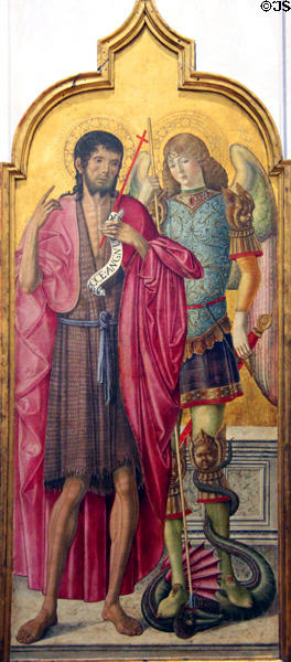 St John the Baptist & St Michel paining (c1470-80) by Benvenuto di Giovanni of Sienna at Beaux-Arts Museum. Lyon, France.