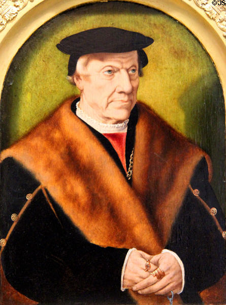 Portrait of a man (prior to 1555) attrib. Bartholomaüs Bruyn (aka Barthel Bruyn) of Werden at Beaux-Arts Museum. Lyon, France.
