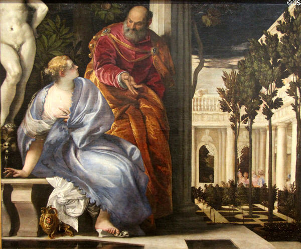 Bathsheba at Her Bath painting (c1575) by Paolo Veronese at Beaux-Arts Museum. Lyon, France.