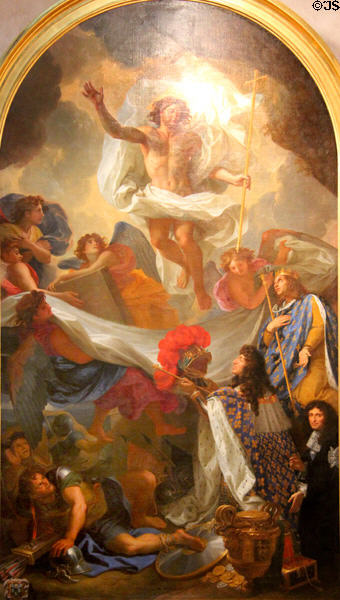Resurrection of Christ painting (1674-6) by Charles Le Brun at Beaux-Arts Museum. Lyon, France.
