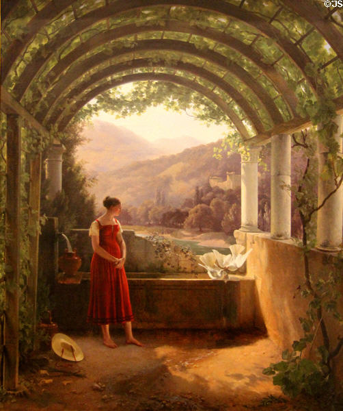 Young girl at a fountain painting (1825) by Fleury Richard at Beaux-Arts Museum. Lyon, France.