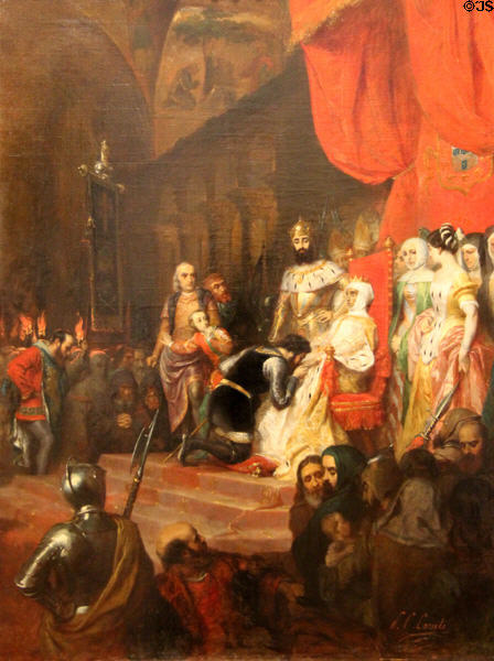 Crowning of Ines of Castro in 1361 painting (1849) by Pierre Charles Comte at Beaux-Arts Museum. Lyon, France.
