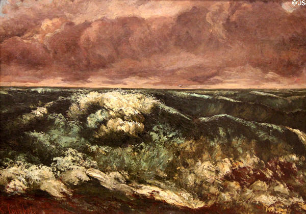The Wave painting (1870) by Gustave Courbet at Beaux-Arts Museum. Lyon, France.