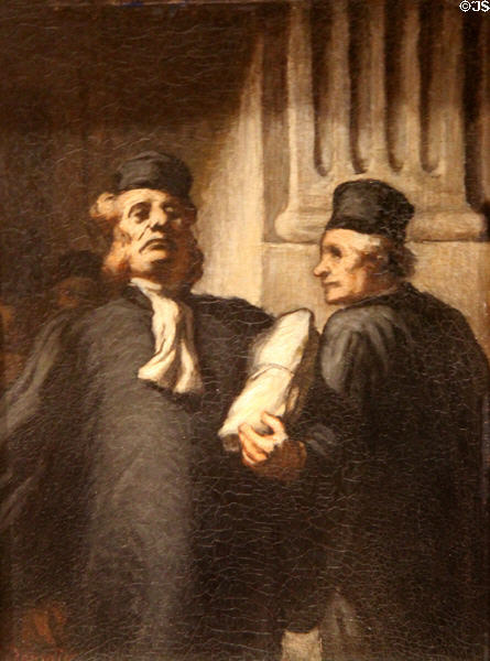 Two Lawyers painting by Honoré Daumier at Beaux-Arts Museum. Lyon, France.