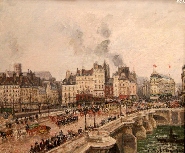 Le Pont-Neuf painting (1902) by Camille Pissarro at Beaux-Arts Museum. Lyon, France.