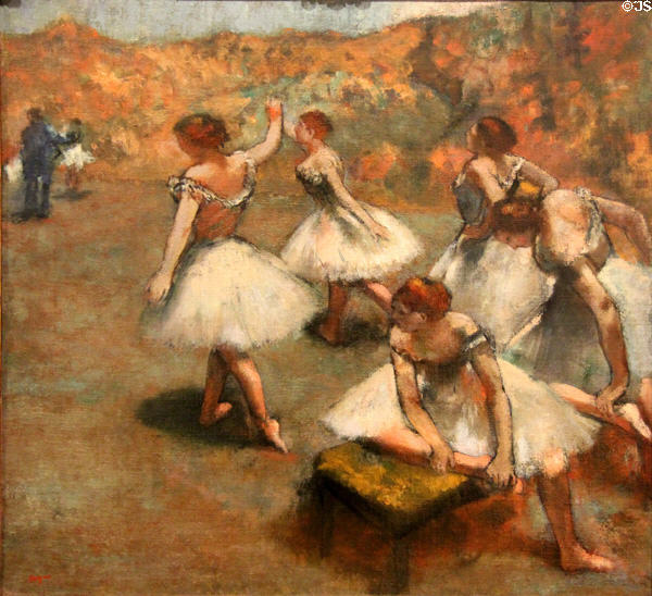 Dancers on Stage painting (c1889) by Edgar Degas at Beaux-Arts Museum. Lyon, France.