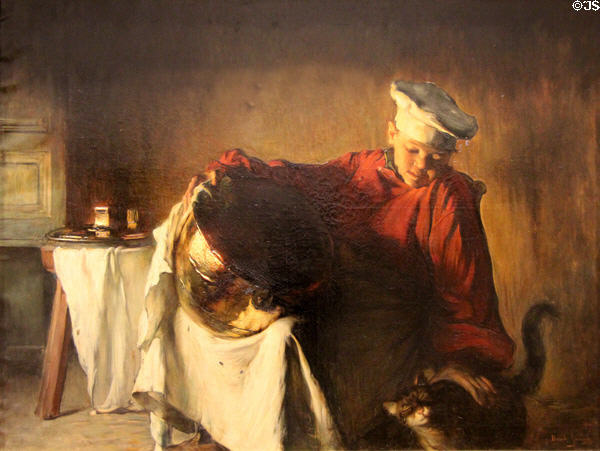 Reflets de soleil (Intérieur de cuisine) painting (1895) by Joseph Bail at Beaux-Arts Museum. Lyon, France.
