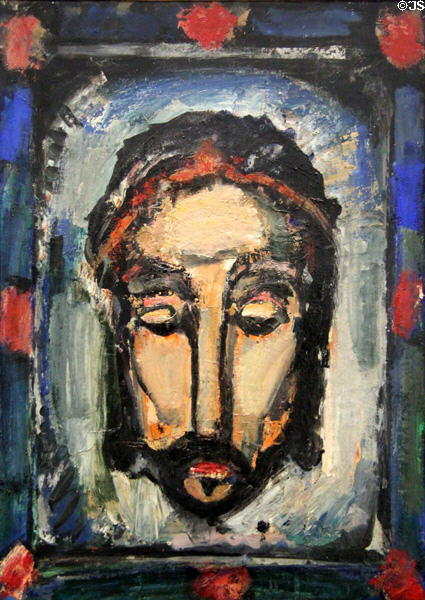Holy face painting (c1938-9) by Georges Rouault at Beaux-Arts Museum. Lyon, France.