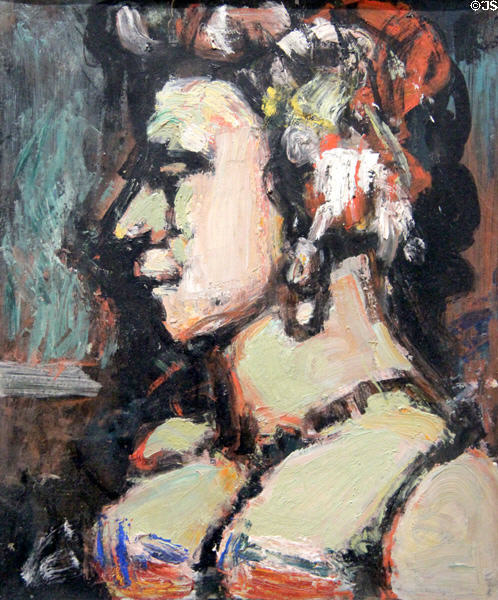 Woman in profile painting (c1939) by Georges Rouault at Beaux-Arts Museum. Lyon, France.