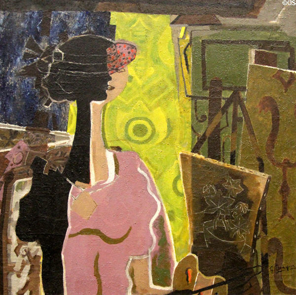 Woman at easel painting (1936) by Georges Braque at Beaux-Arts Museum. Lyon, France.