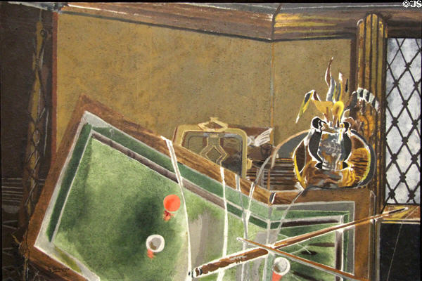 Billiard table painting (1944) by Georges Braque at Beaux-Arts Museum. Lyon, France.