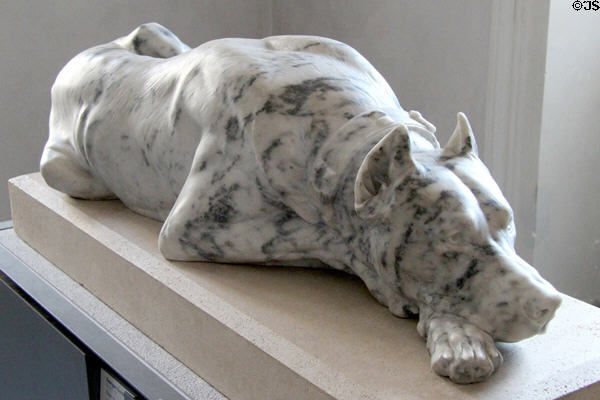 Great Dane marble sculpture (1898) by George Gardet at Beaux-Arts Museum. Lyon, France.