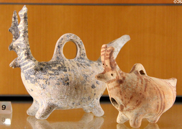 Cyprian ceramic askos vessel in shape of deer (1850-1750 BCE) at Beaux-Arts Museum. Lyon, France.