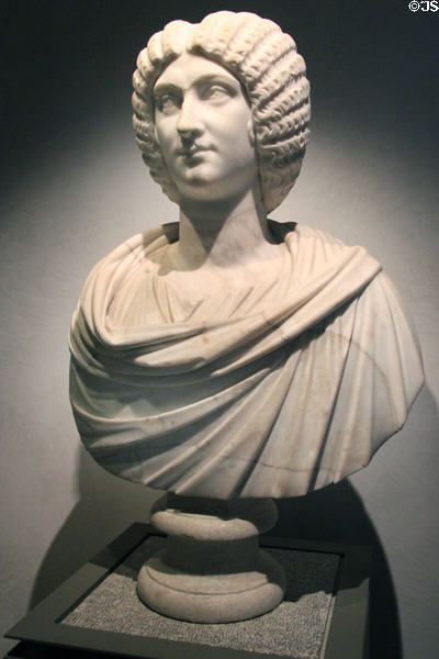 Roman marble bust of Empress Julia Domna, wife of Septimius Severus (end 2nd-early 3rdC) at Beaux-Arts Museum. Lyon, France.
