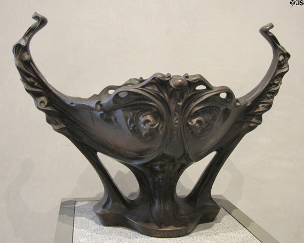 Cast metal art nouveau garden pot (c1905) by Hector Guimard at Beaux-Arts Museum. Lyon, France.
