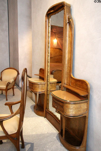 Art nouveau mirror & dressing tables from Guimard Hotel (1909-12) by Hector Guimard at Beaux-Arts Museum. Lyon, France.