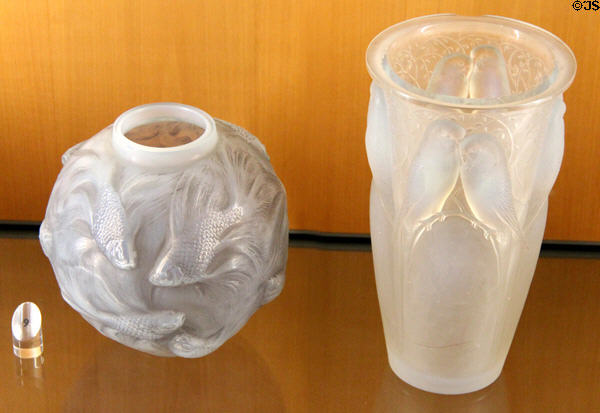 Formose & Ceylan glass vases (1924) by Lalique at Beaux-Arts Museum. Lyon, France.