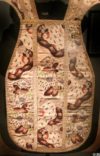Embroidered chasuble front (c1765) from Lyon at Musées des Tissus. Lyon, France.