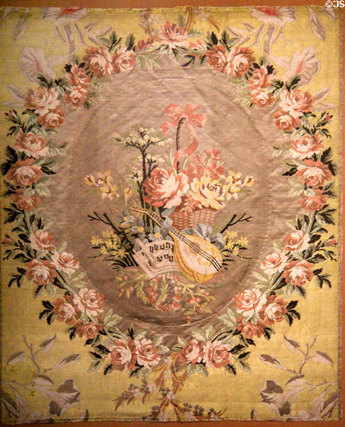 Bouquet woven silk chair back (c1770) by Philippe de Lasalle at Musées des Tissus. Lyon, France.